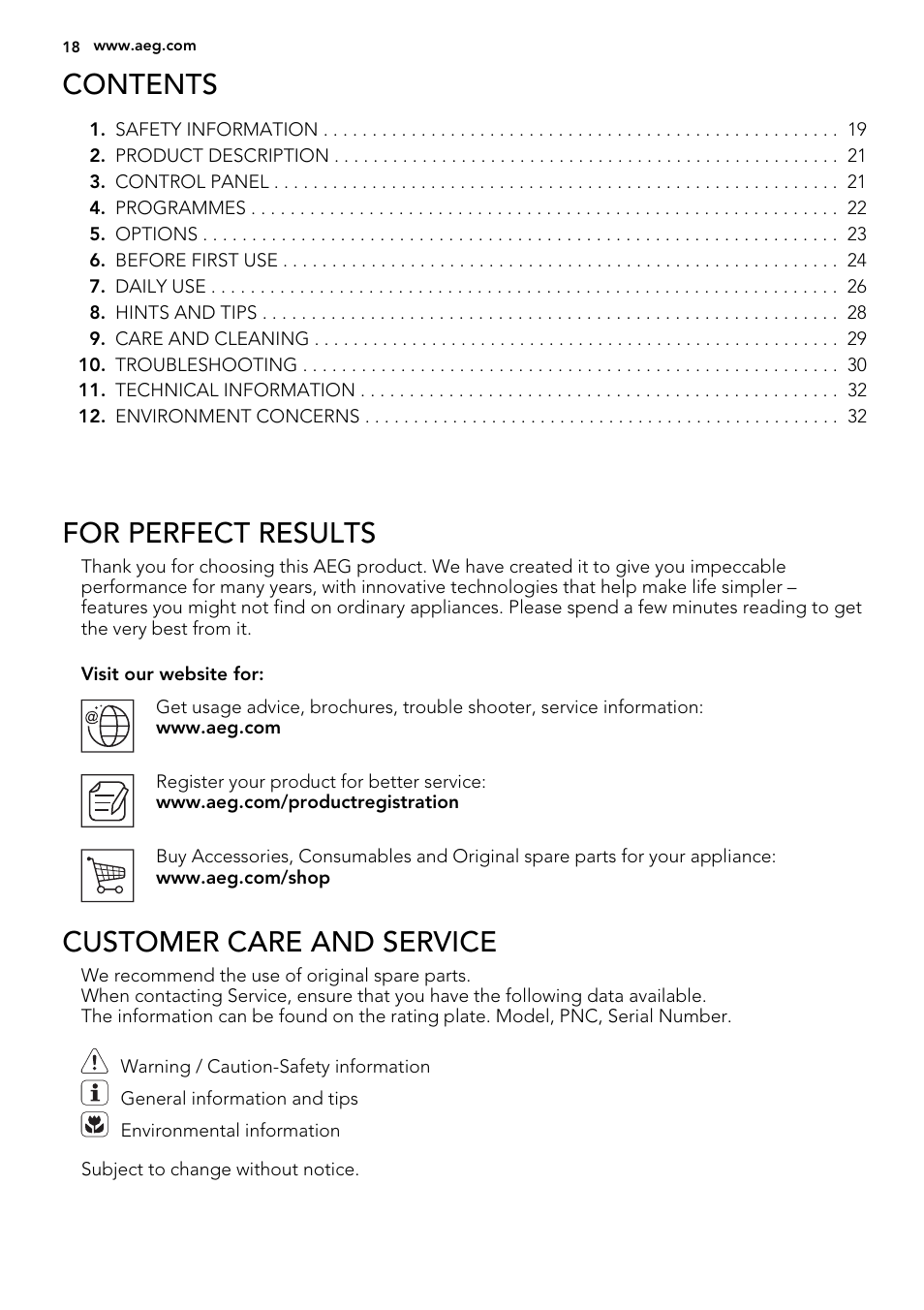 AEG F65050IM0P User Manual | Page 18 / 68