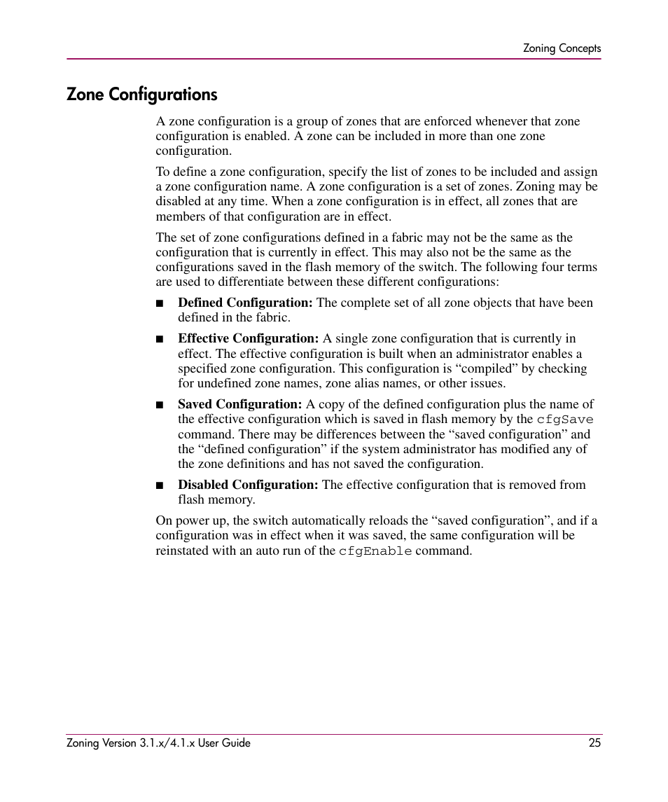 Zone configurations | HP StorageWorks MSA 2.8 SAN Switch User Manual | Page 25 / 104