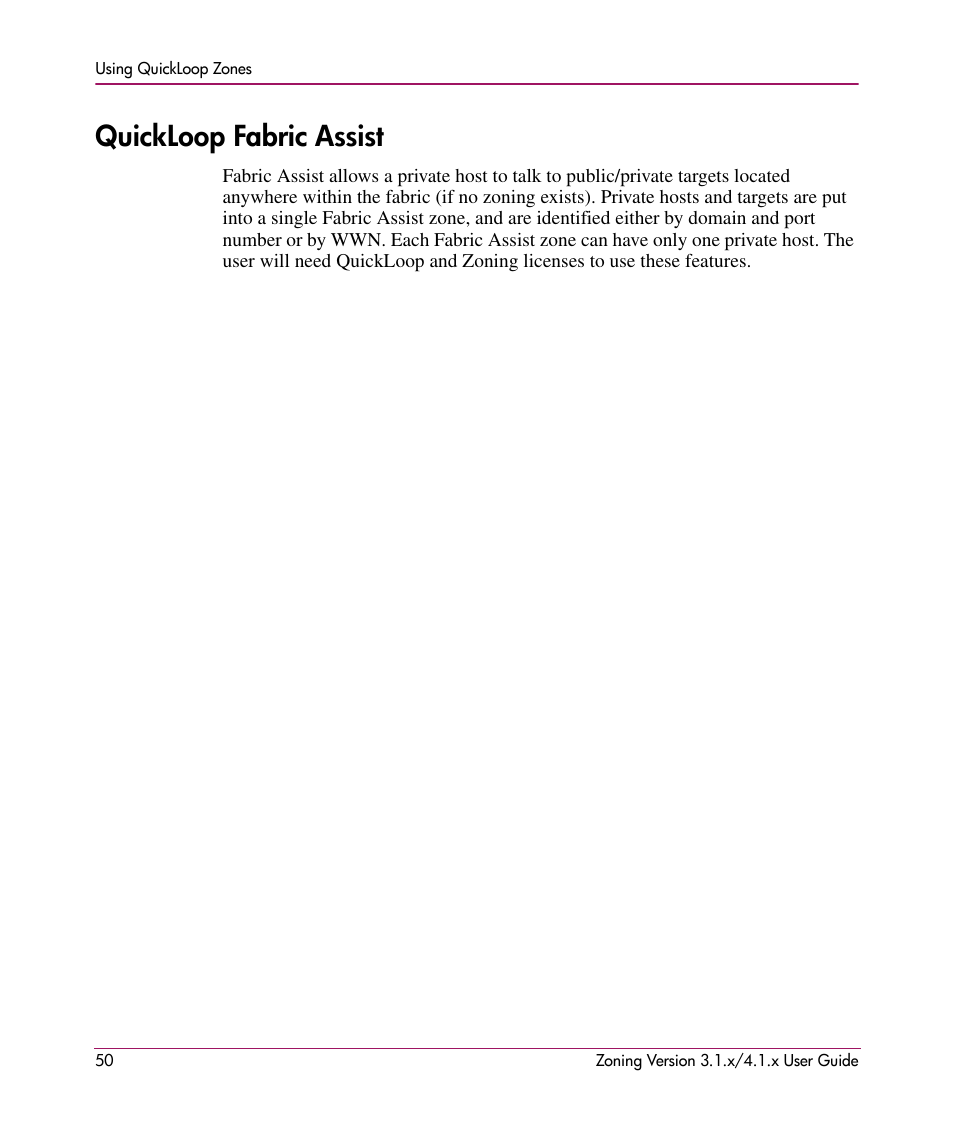 Quickloop fabric assist | HP StorageWorks MSA 2.8 SAN Switch User Manual | Page 50 / 104