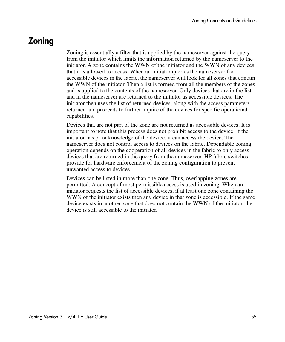 Zoning | HP StorageWorks MSA 2.8 SAN Switch User Manual | Page 55 / 104