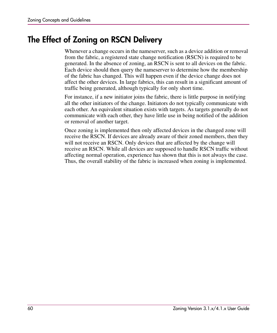 The effect of zoning on rscn delivery | HP StorageWorks MSA 2.8 SAN Switch User Manual | Page 60 / 104