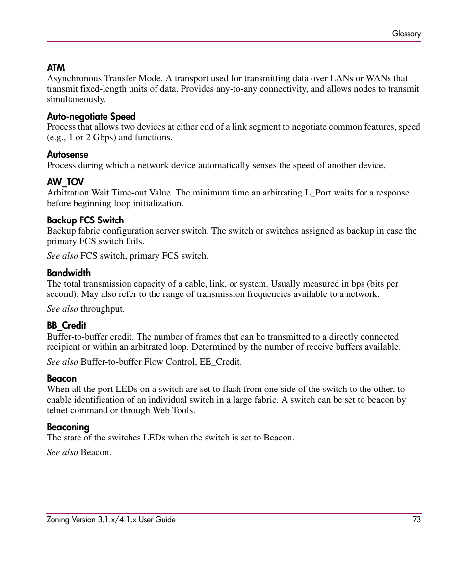 HP StorageWorks MSA 2.8 SAN Switch User Manual | Page 73 / 104