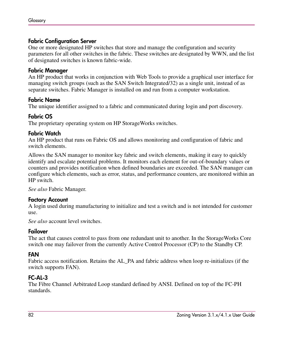 HP StorageWorks MSA 2.8 SAN Switch User Manual | Page 82 / 104