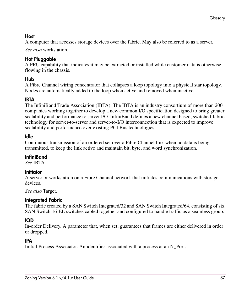 HP StorageWorks MSA 2.8 SAN Switch User Manual | Page 87 / 104