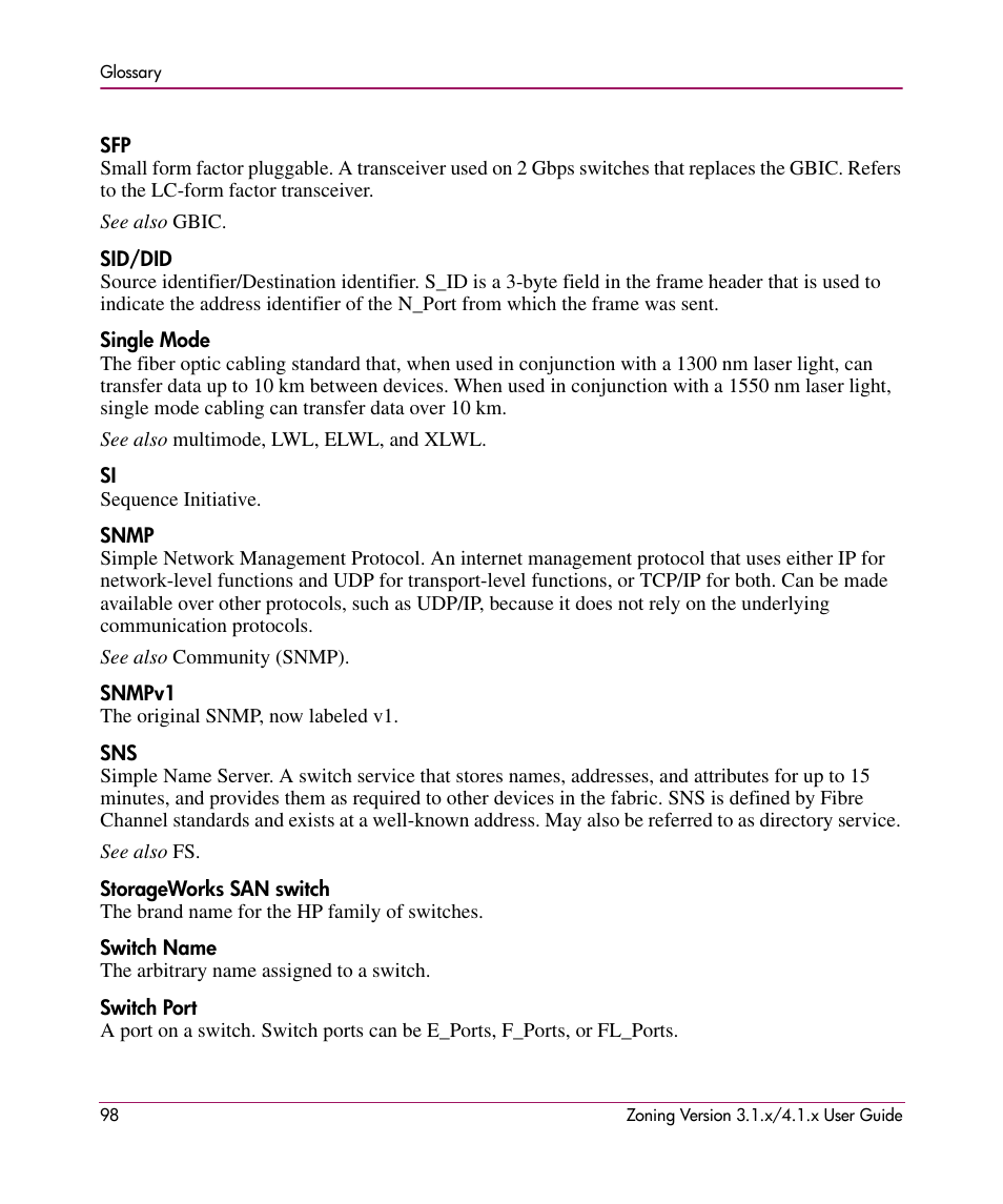HP StorageWorks MSA 2.8 SAN Switch User Manual | Page 98 / 104
