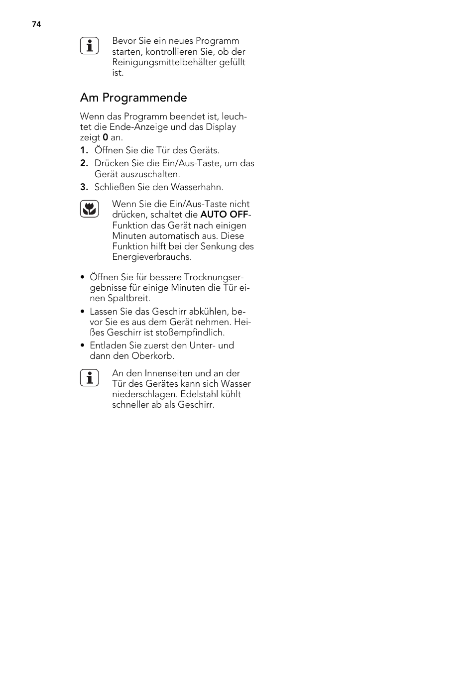 Am programmende | AEG F65022IM0P User Manual | Page 74 / 80