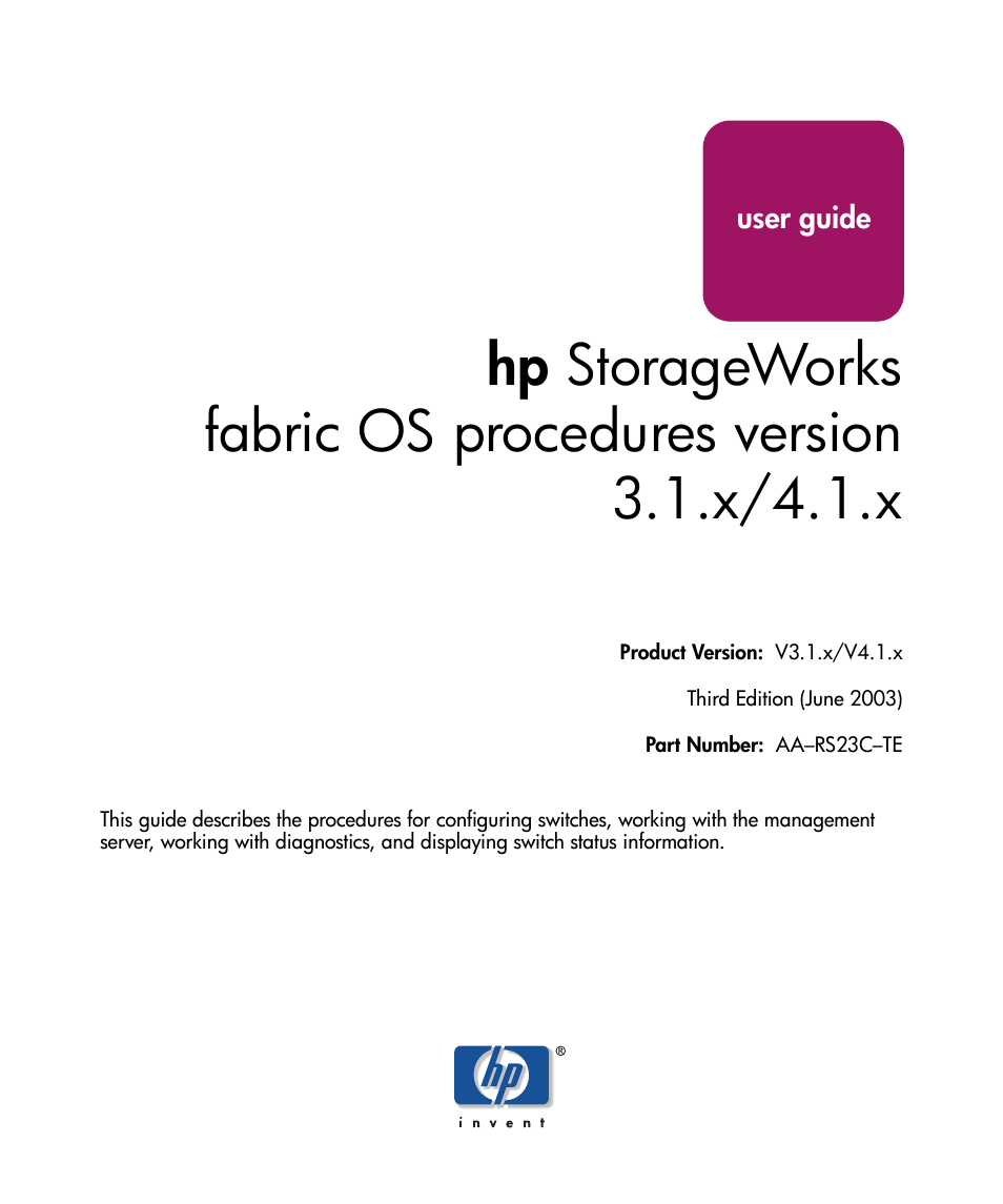 HP StorageWorks MSA 2.8 SAN Switch User Manual | 270 pages