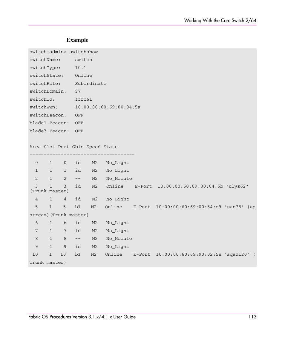 Example | HP StorageWorks MSA 2.8 SAN Switch User Manual | Page 113 / 270