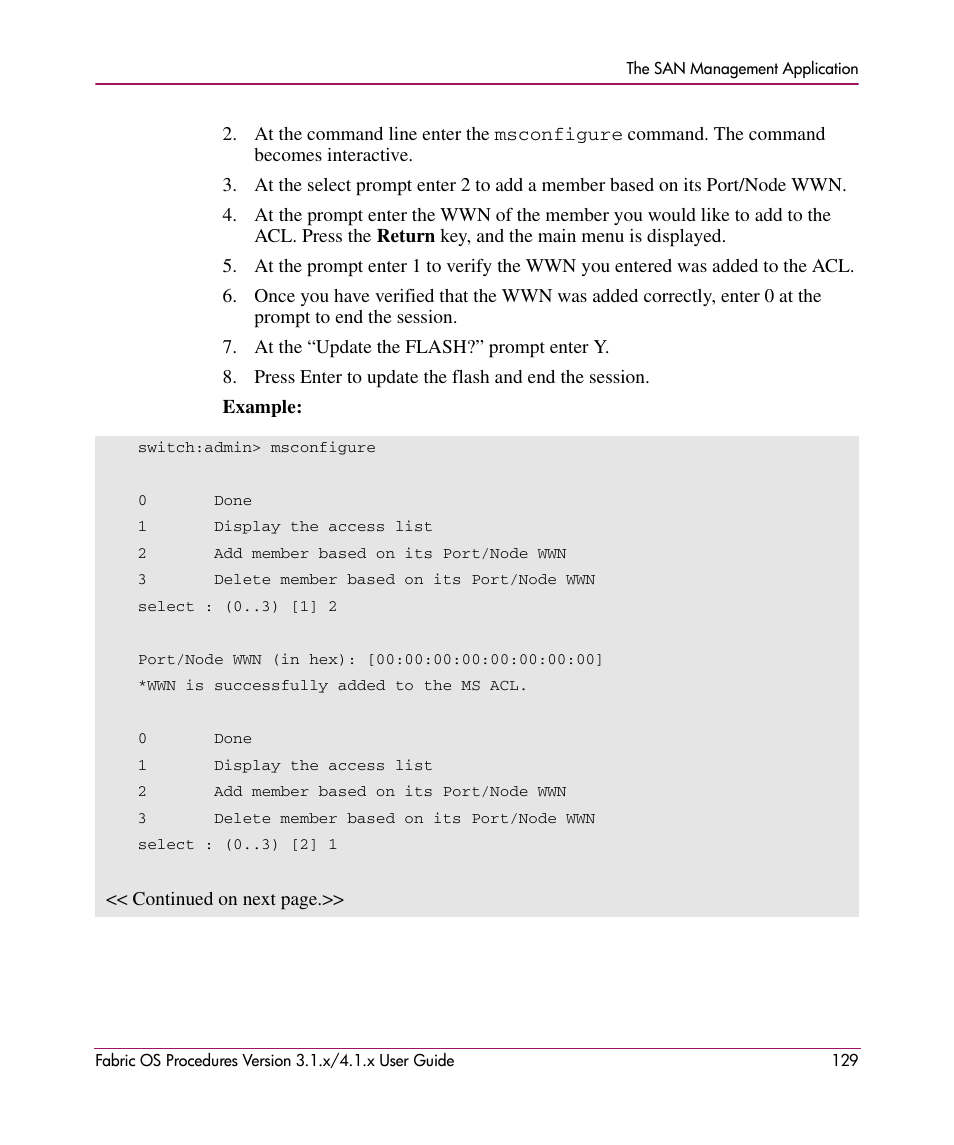 HP StorageWorks MSA 2.8 SAN Switch User Manual | Page 129 / 270