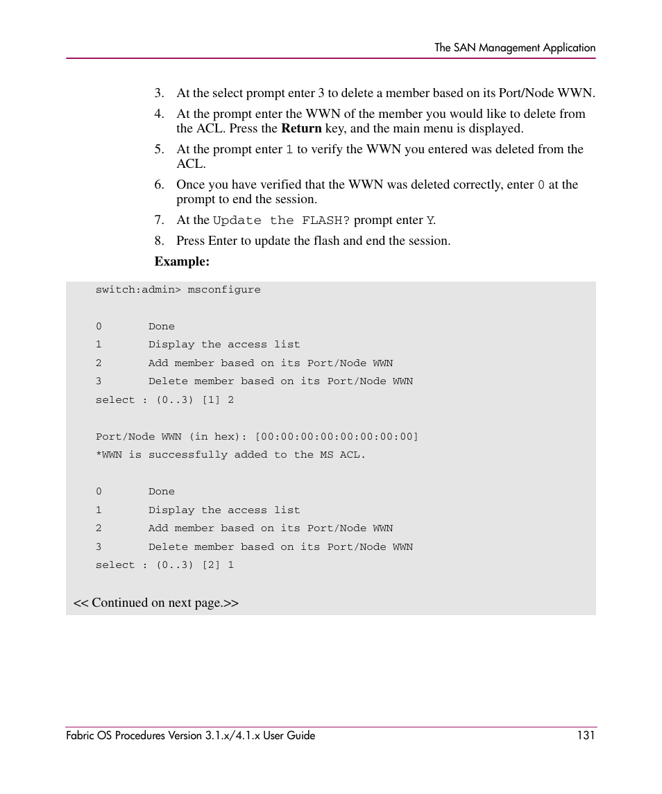 HP StorageWorks MSA 2.8 SAN Switch User Manual | Page 131 / 270