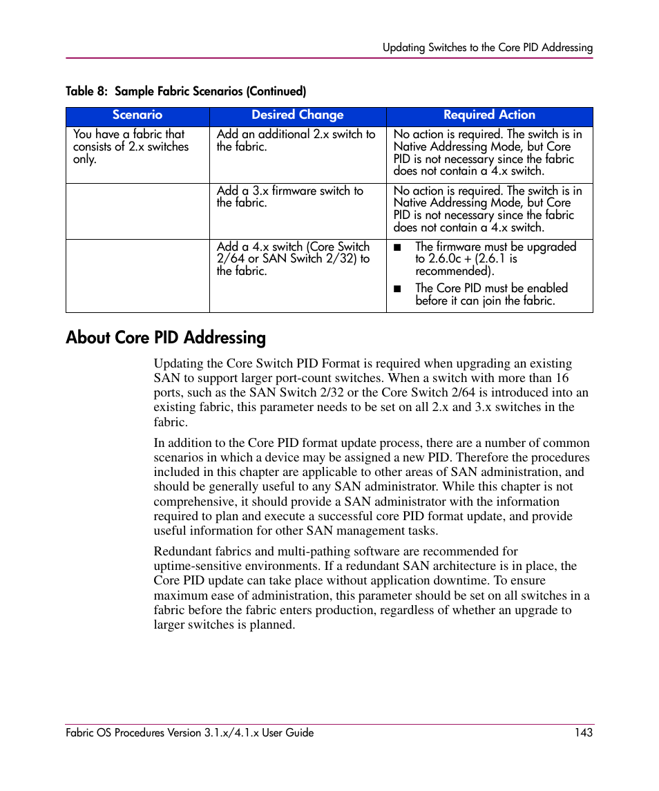 About core pid addressing | HP StorageWorks MSA 2.8 SAN Switch User Manual | Page 143 / 270