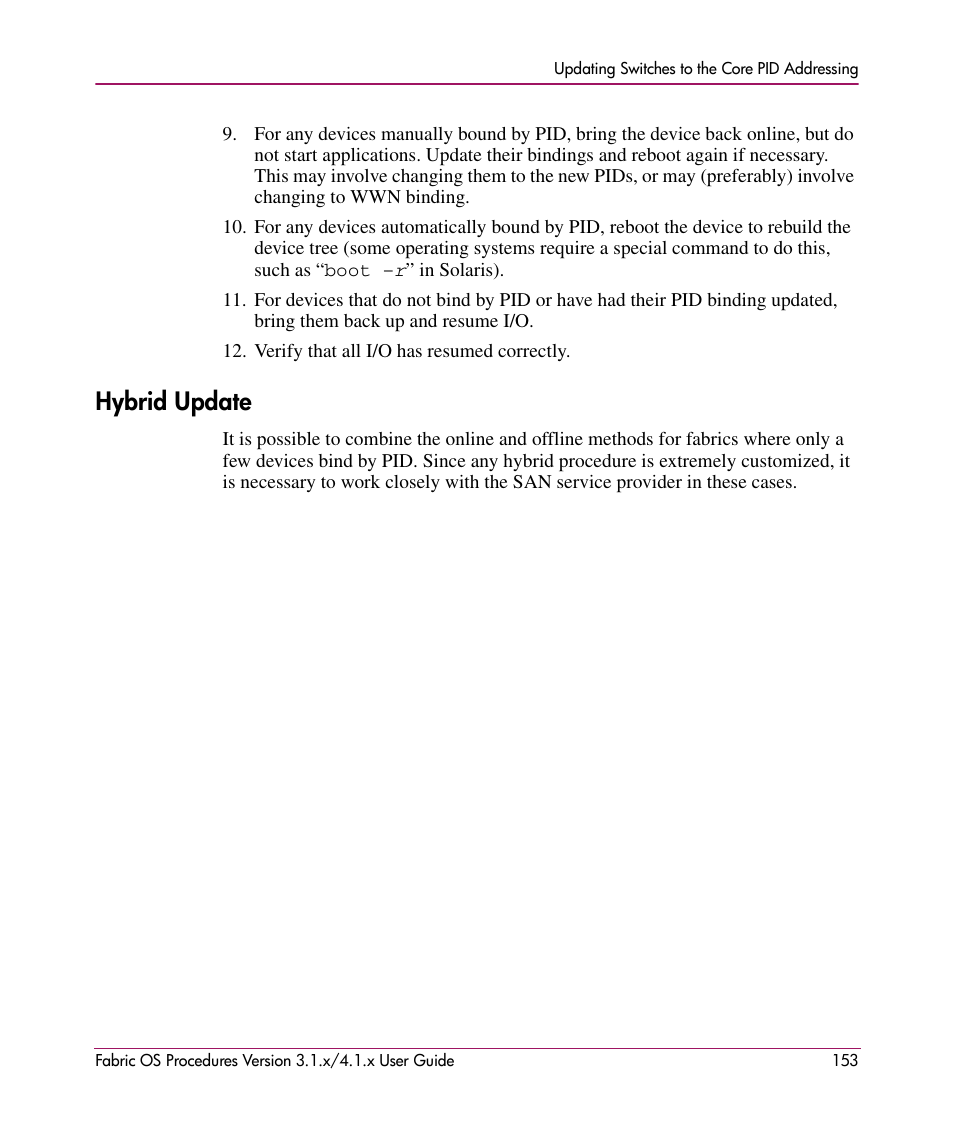 Hybrid update | HP StorageWorks MSA 2.8 SAN Switch User Manual | Page 153 / 270