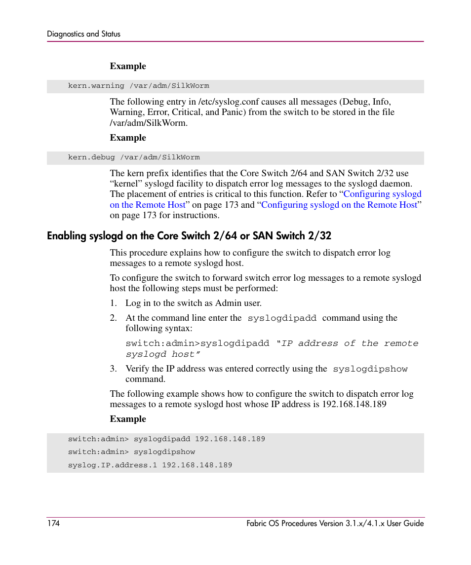 HP StorageWorks MSA 2.8 SAN Switch User Manual | Page 174 / 270