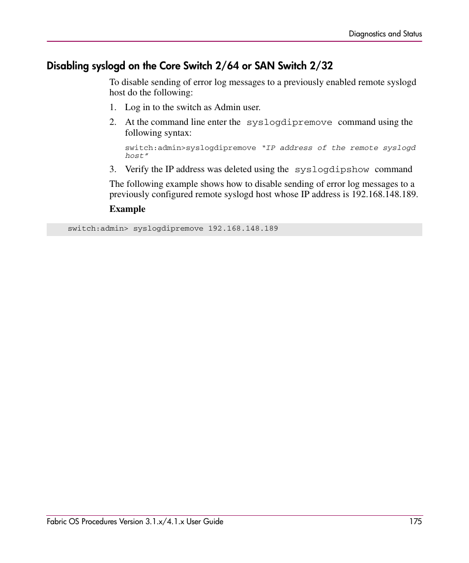 HP StorageWorks MSA 2.8 SAN Switch User Manual | Page 175 / 270