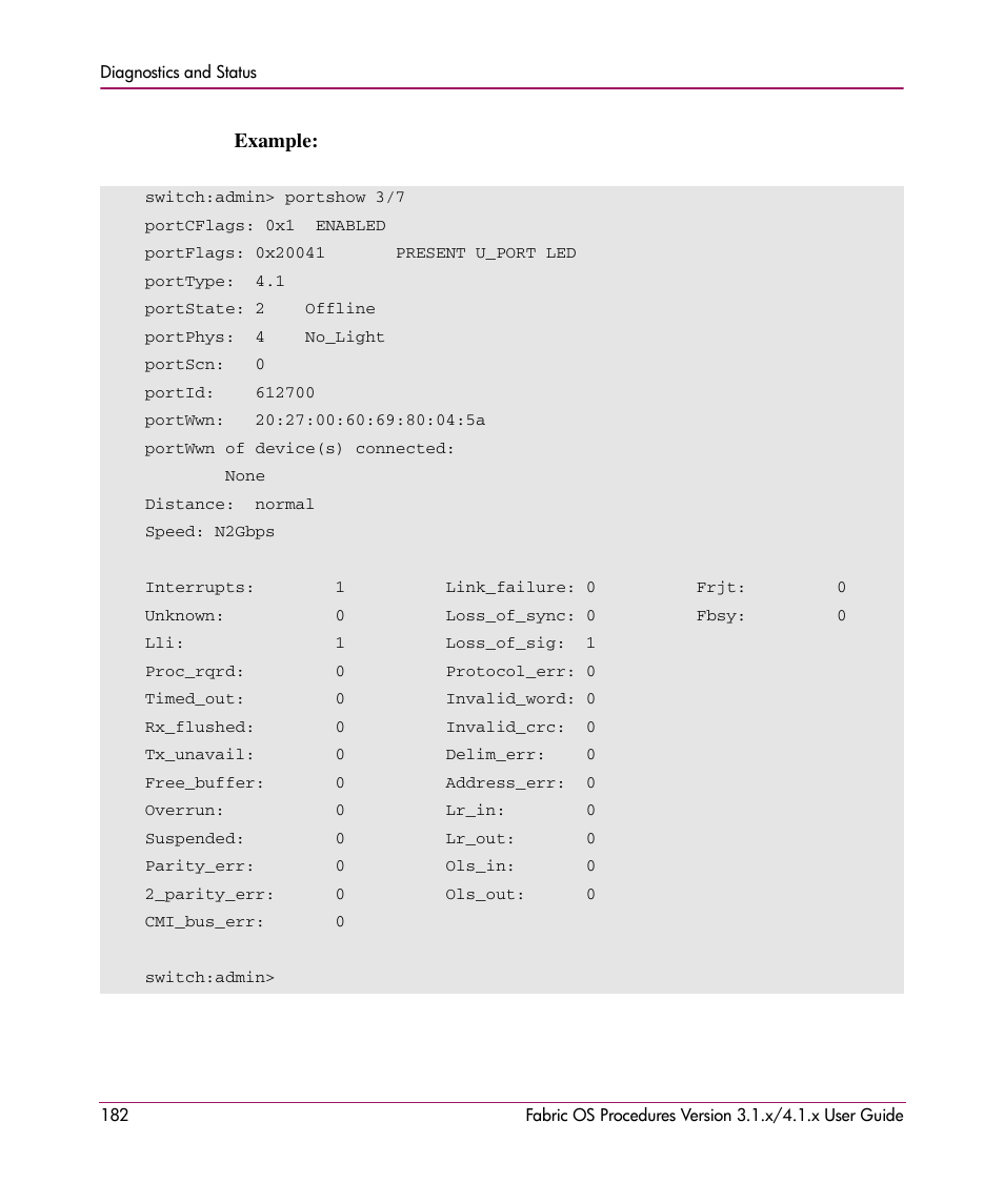 Example | HP StorageWorks MSA 2.8 SAN Switch User Manual | Page 182 / 270