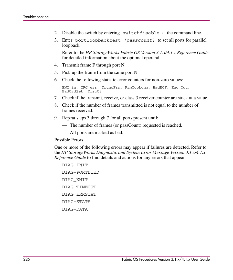 HP StorageWorks MSA 2.8 SAN Switch User Manual | Page 226 / 270