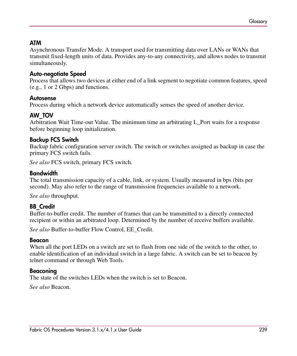 HP StorageWorks MSA 2.8 SAN Switch User Manual | Page 239 / 270