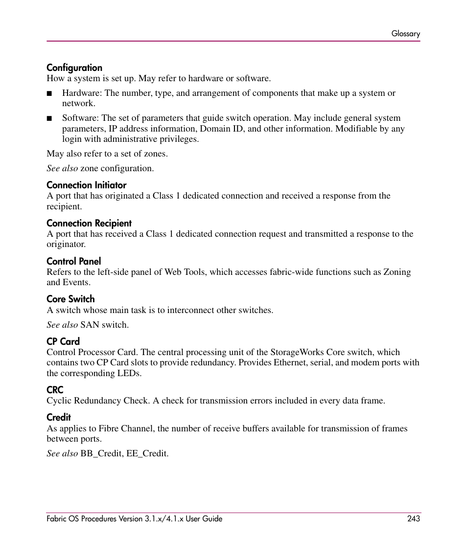 HP StorageWorks MSA 2.8 SAN Switch User Manual | Page 243 / 270