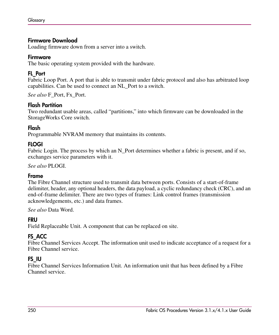 HP StorageWorks MSA 2.8 SAN Switch User Manual | Page 250 / 270