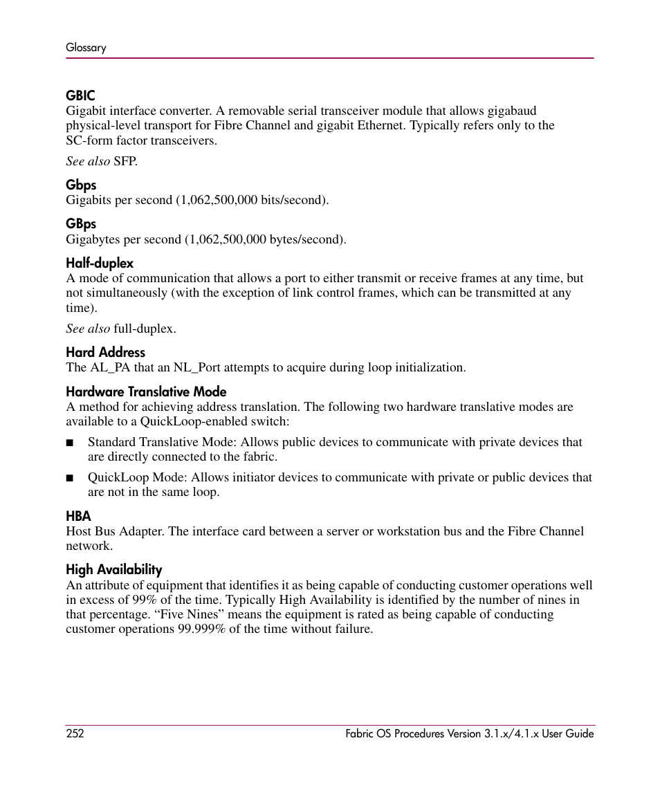 HP StorageWorks MSA 2.8 SAN Switch User Manual | Page 252 / 270