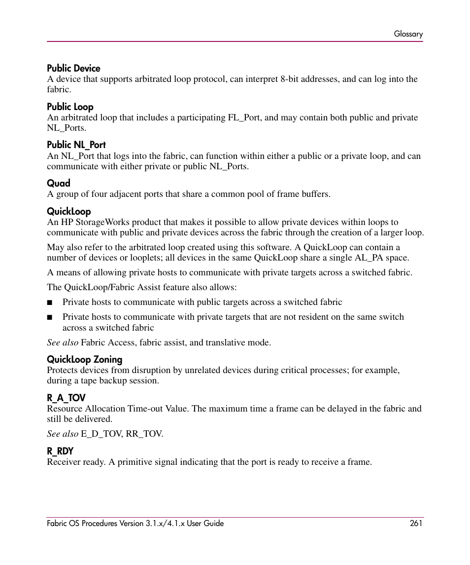 HP StorageWorks MSA 2.8 SAN Switch User Manual | Page 261 / 270