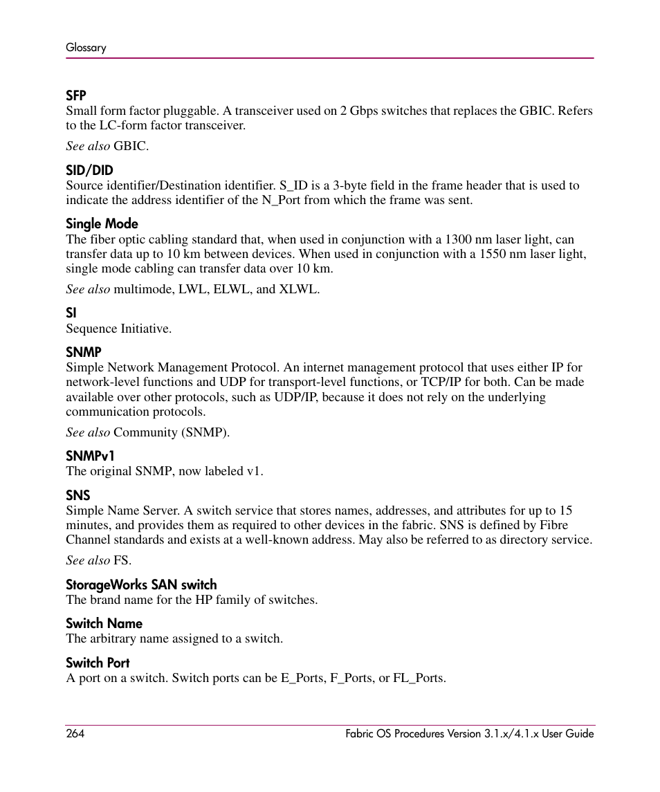 HP StorageWorks MSA 2.8 SAN Switch User Manual | Page 264 / 270