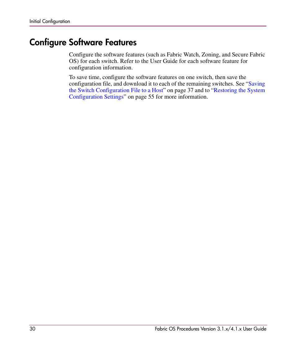 Configure software features | HP StorageWorks MSA 2.8 SAN Switch User Manual | Page 30 / 270