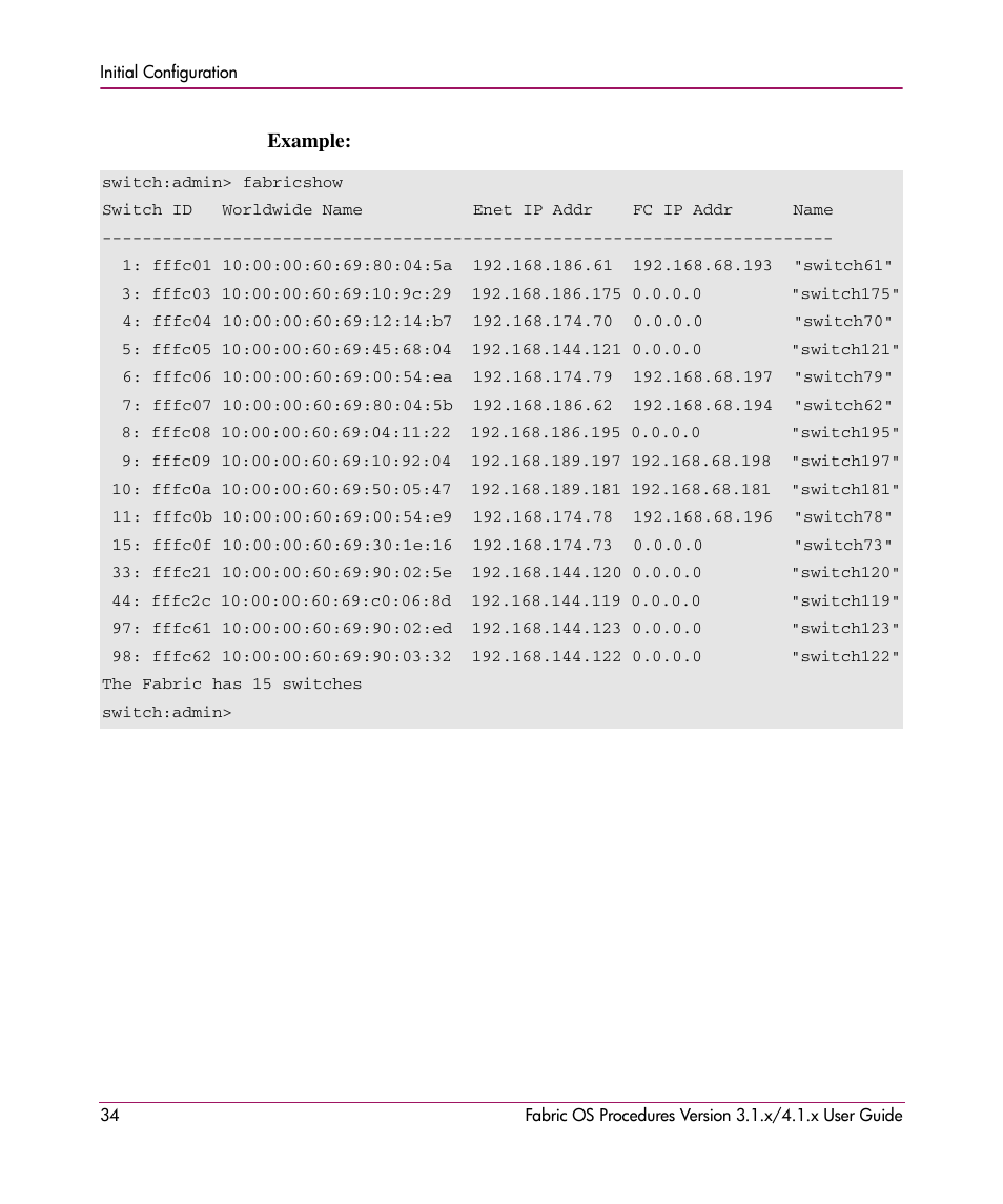 Example | HP StorageWorks MSA 2.8 SAN Switch User Manual | Page 34 / 270