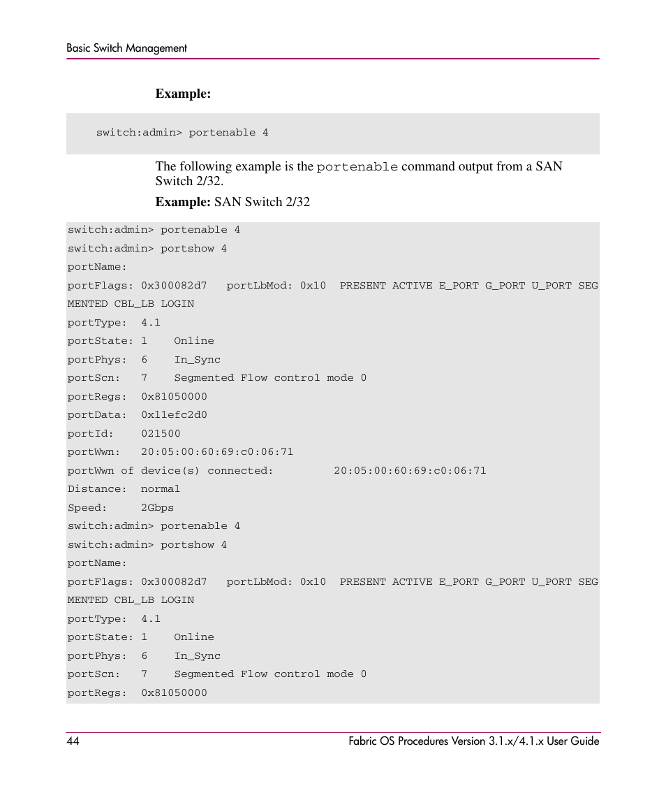 HP StorageWorks MSA 2.8 SAN Switch User Manual | Page 44 / 270