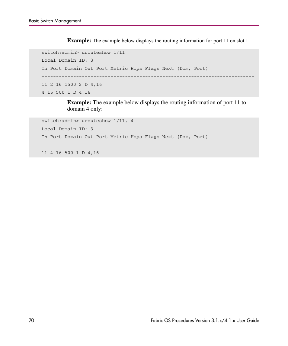 Example | HP StorageWorks MSA 2.8 SAN Switch User Manual | Page 70 / 270