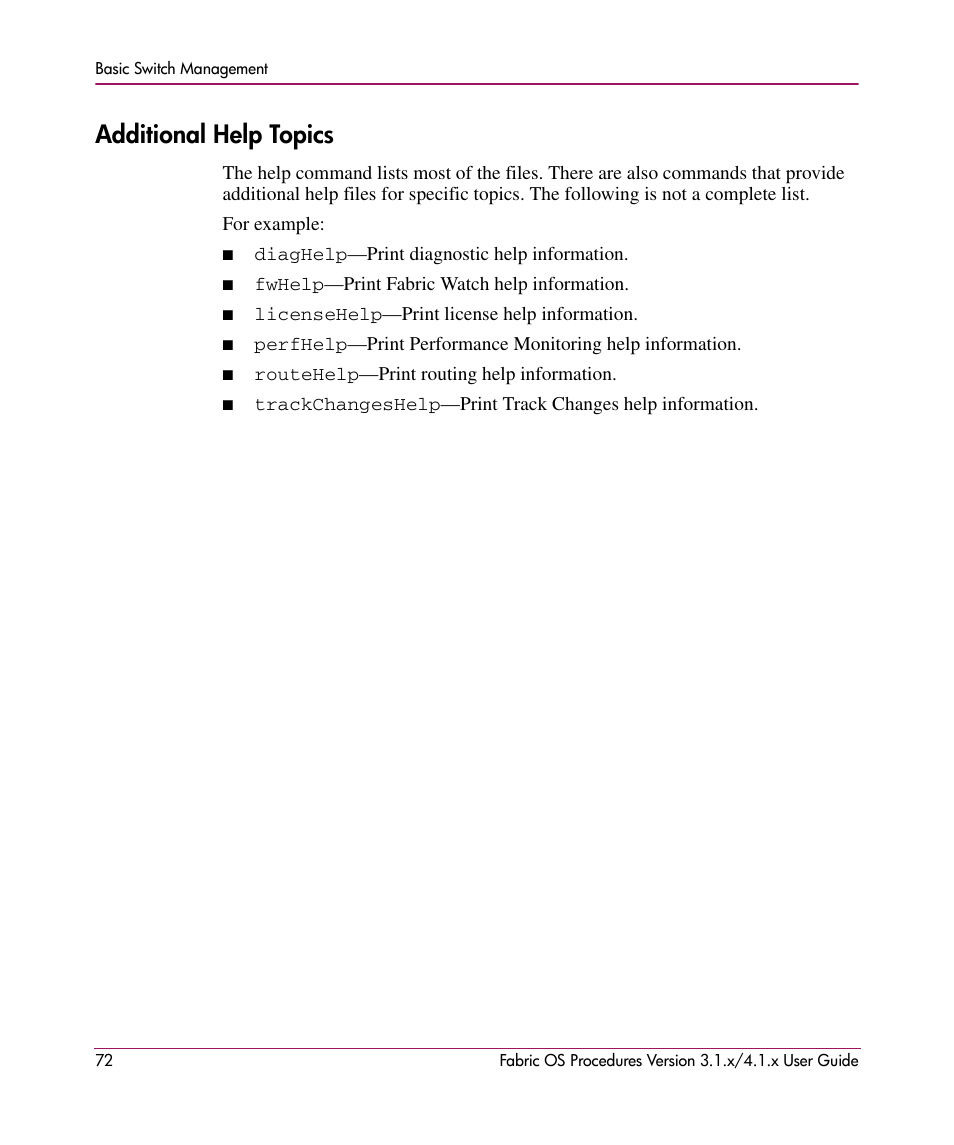 Additional help topics | HP StorageWorks MSA 2.8 SAN Switch User Manual | Page 72 / 270