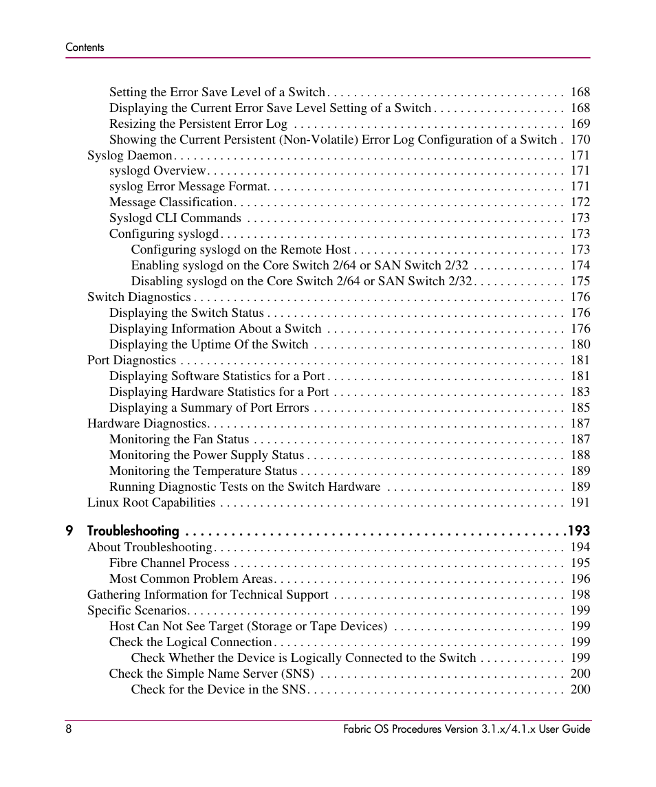 HP StorageWorks MSA 2.8 SAN Switch User Manual | Page 8 / 270