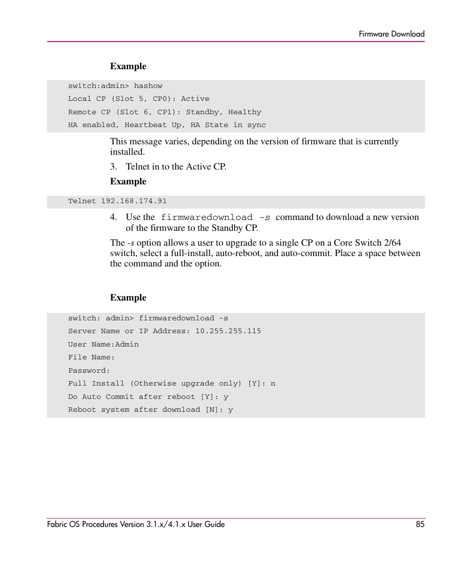 HP StorageWorks MSA 2.8 SAN Switch User Manual | Page 85 / 270