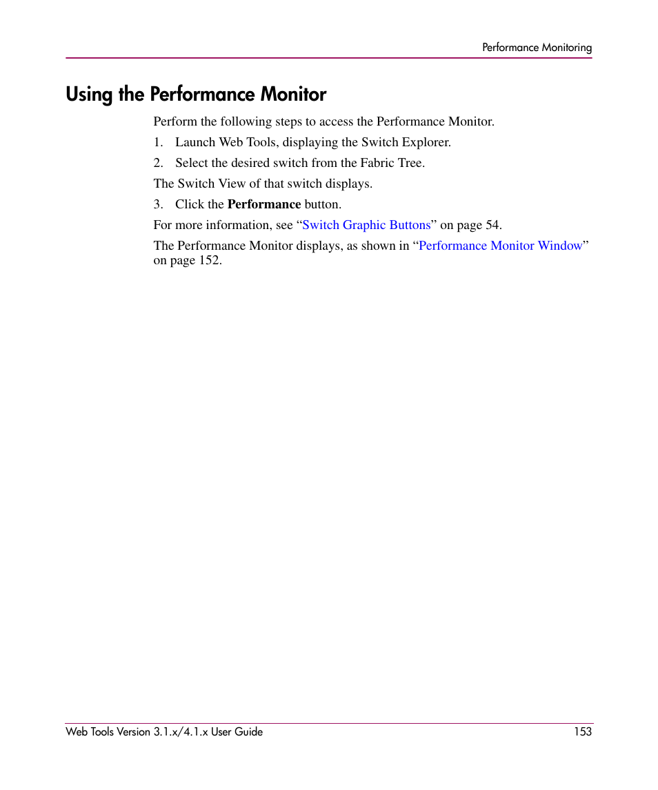 Using the performance monitor | HP StorageWorks MSA 2.8 SAN Switch User Manual | Page 153 / 307