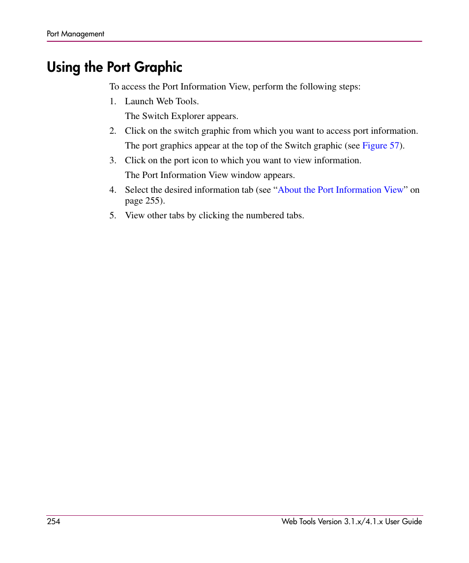 Using the port graphic | HP StorageWorks MSA 2.8 SAN Switch User Manual | Page 254 / 307