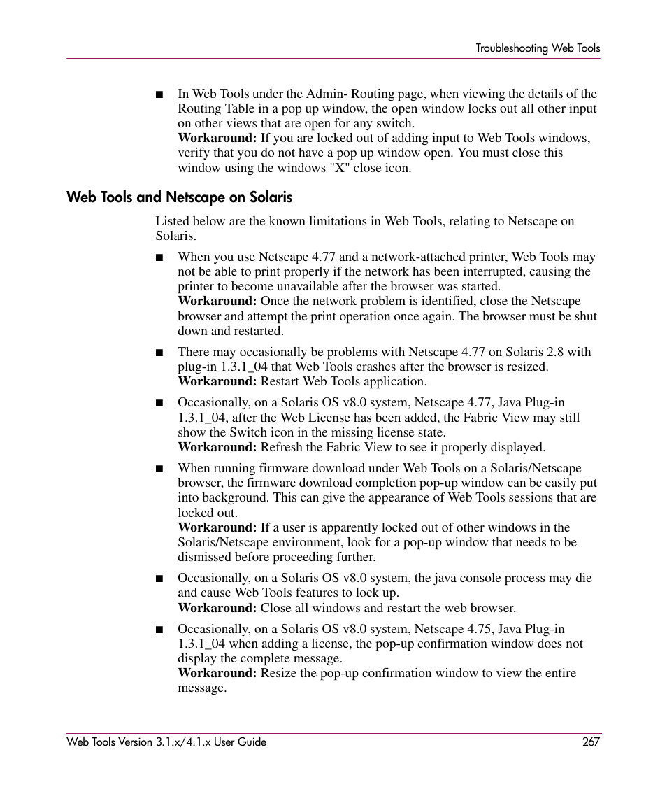 Web tools and netscape on solaris | HP StorageWorks MSA 2.8 SAN Switch User Manual | Page 267 / 307