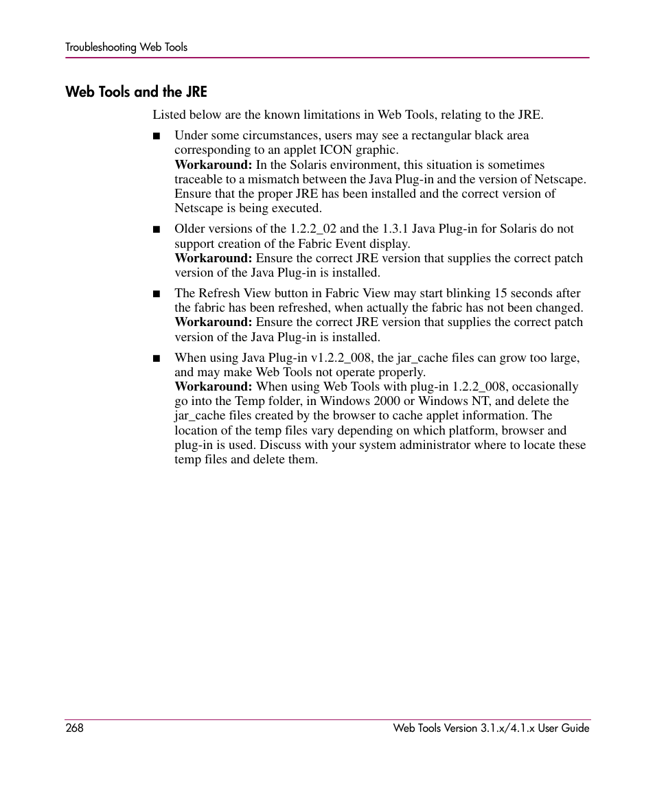 Web tools and the jre | HP StorageWorks MSA 2.8 SAN Switch User Manual | Page 268 / 307