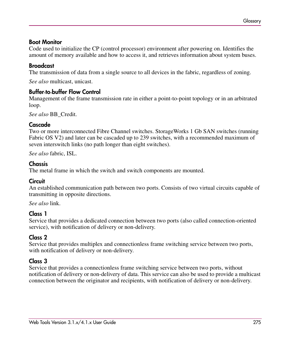 HP StorageWorks MSA 2.8 SAN Switch User Manual | Page 275 / 307