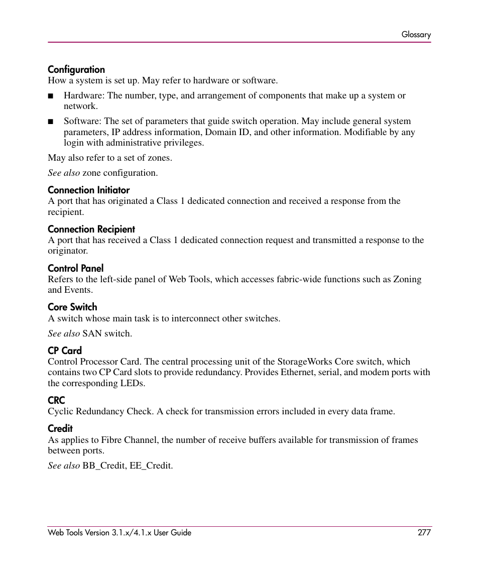 HP StorageWorks MSA 2.8 SAN Switch User Manual | Page 277 / 307