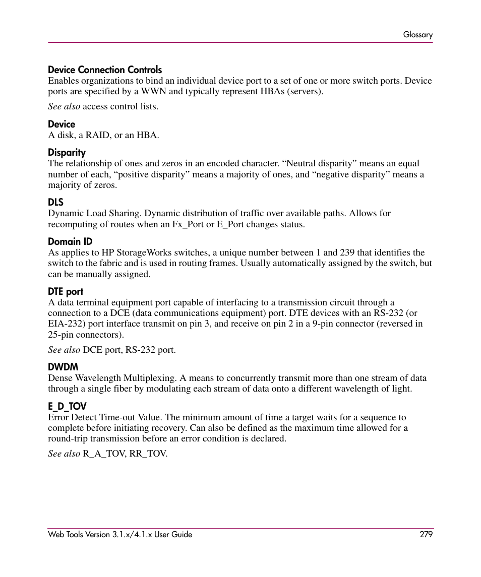 HP StorageWorks MSA 2.8 SAN Switch User Manual | Page 279 / 307
