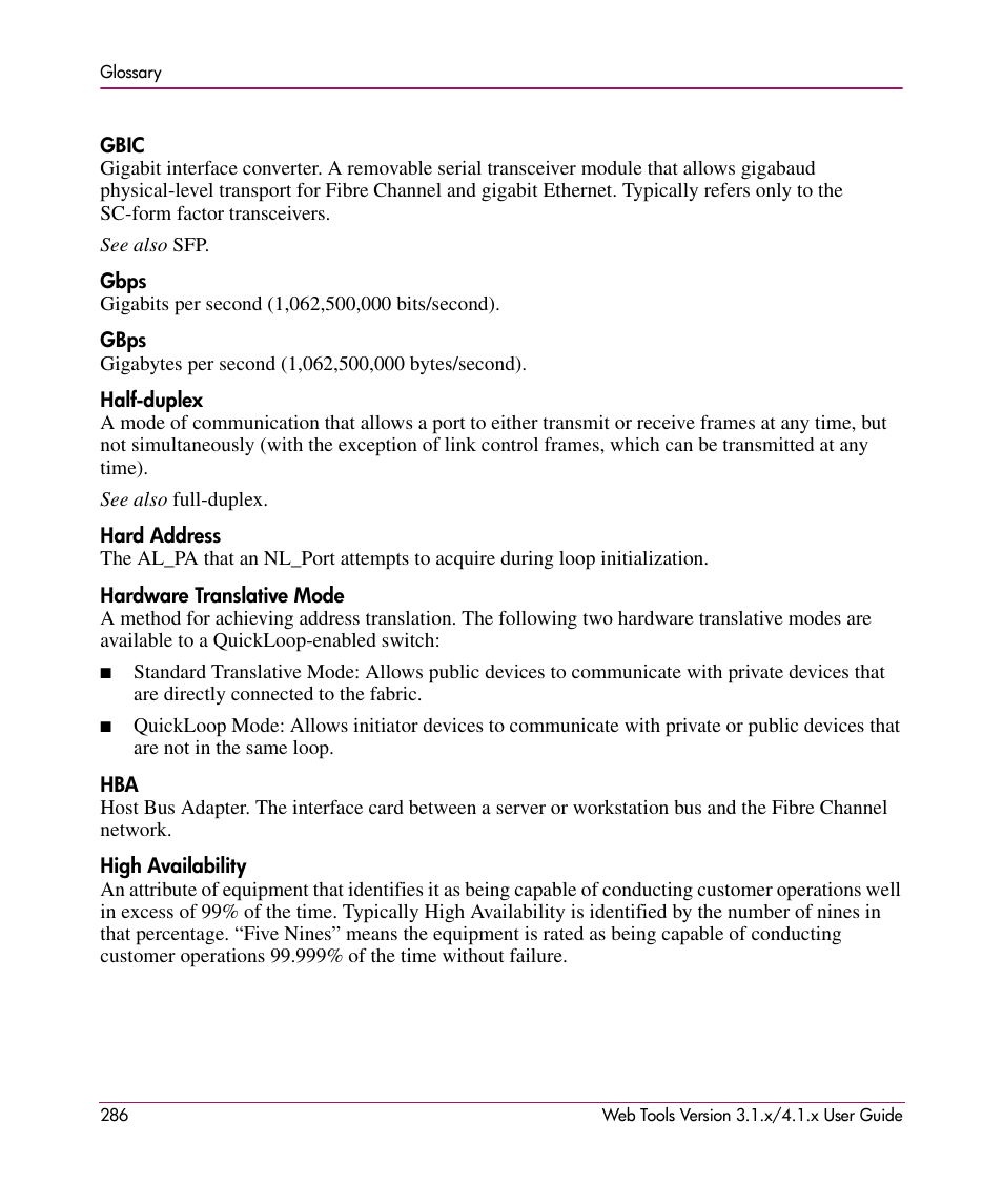 HP StorageWorks MSA 2.8 SAN Switch User Manual | Page 286 / 307