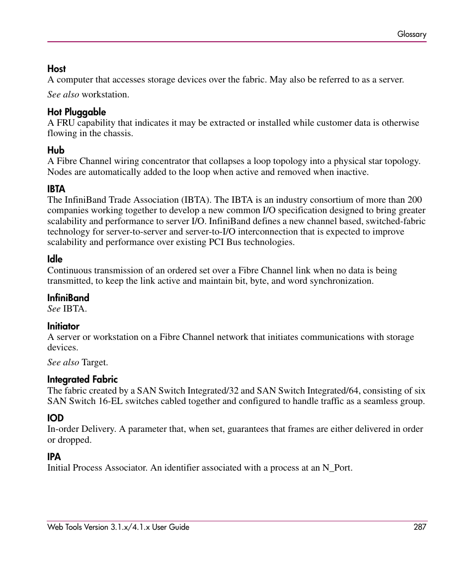 HP StorageWorks MSA 2.8 SAN Switch User Manual | Page 287 / 307