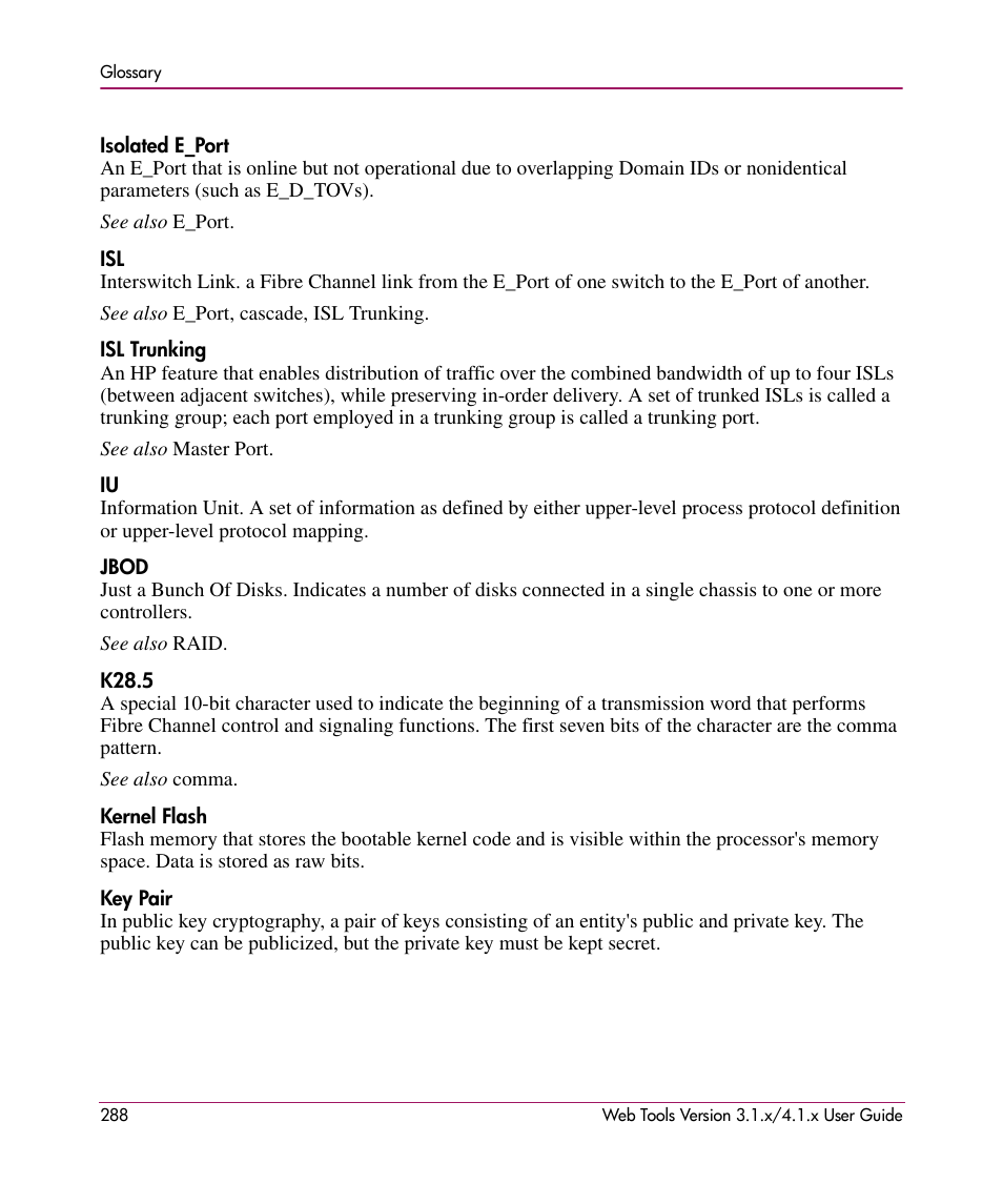 HP StorageWorks MSA 2.8 SAN Switch User Manual | Page 288 / 307