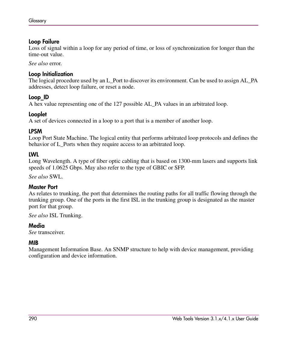 HP StorageWorks MSA 2.8 SAN Switch User Manual | Page 290 / 307