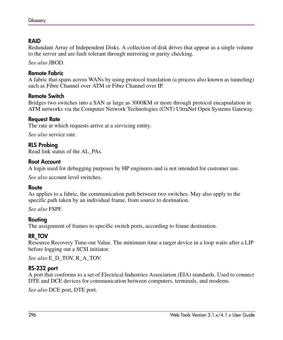 HP StorageWorks MSA 2.8 SAN Switch User Manual | Page 296 / 307