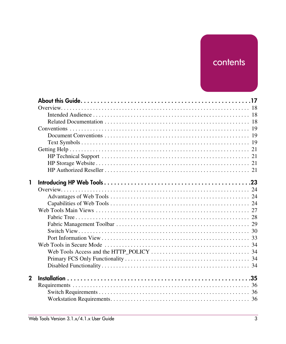 HP StorageWorks MSA 2.8 SAN Switch User Manual | Page 3 / 307