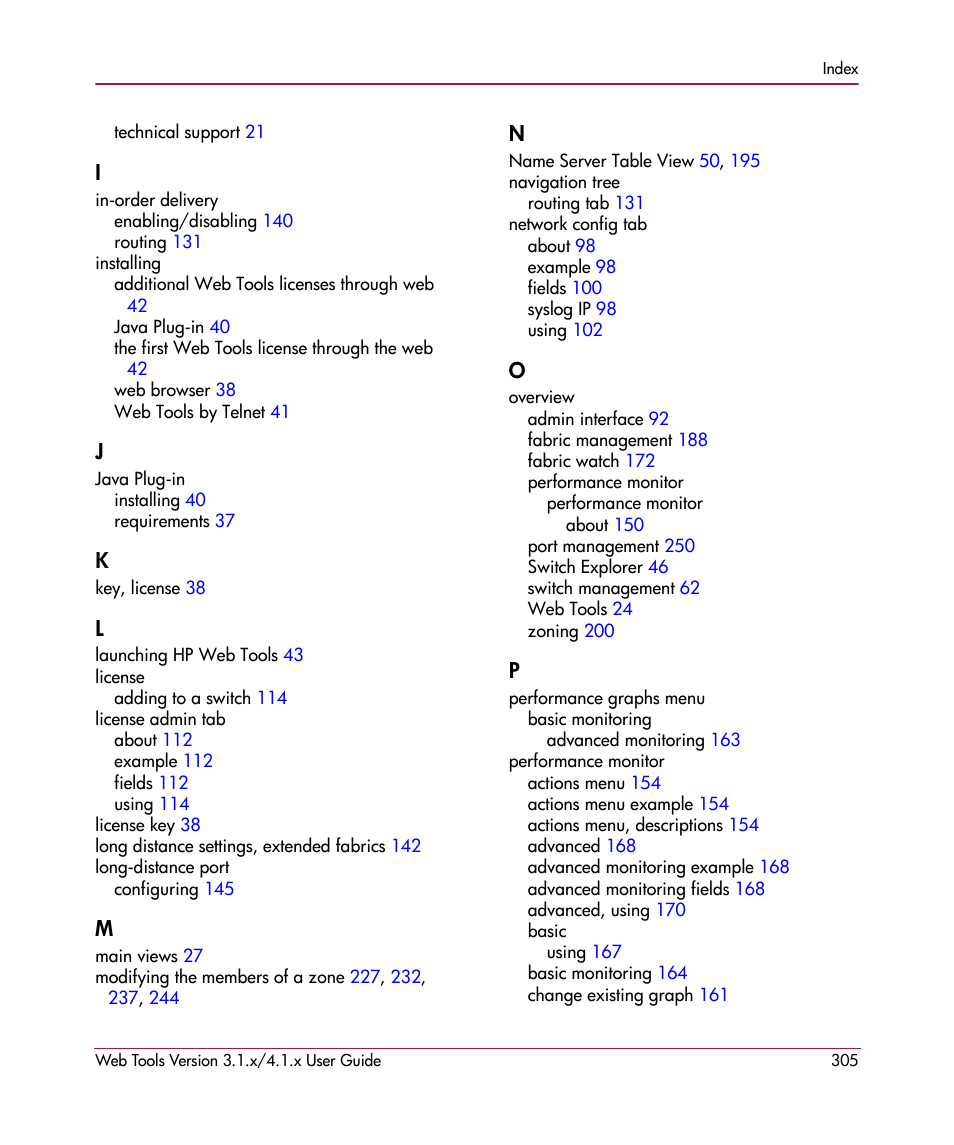 HP StorageWorks MSA 2.8 SAN Switch User Manual | Page 305 / 307
