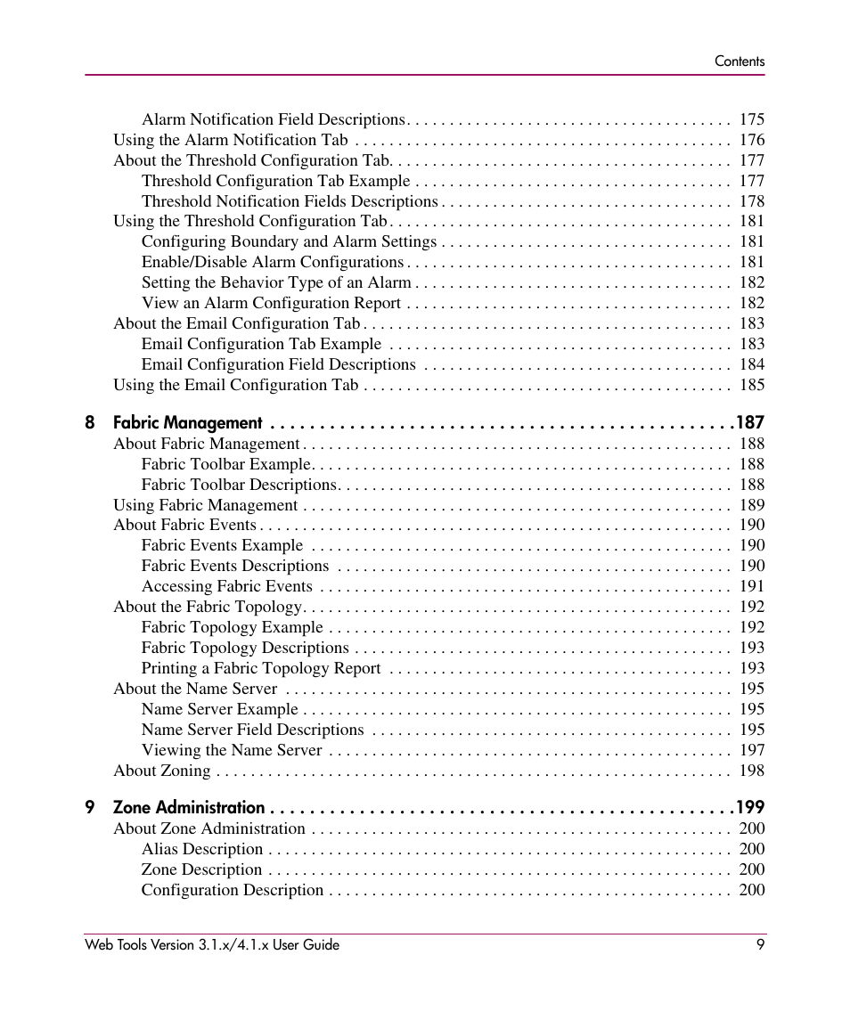 HP StorageWorks MSA 2.8 SAN Switch User Manual | Page 9 / 307