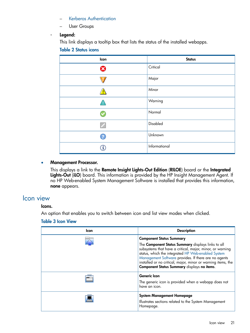 Icon view | HP Serveur lame HP ProLiant BL680c G5 User Manual | Page 21 / 90