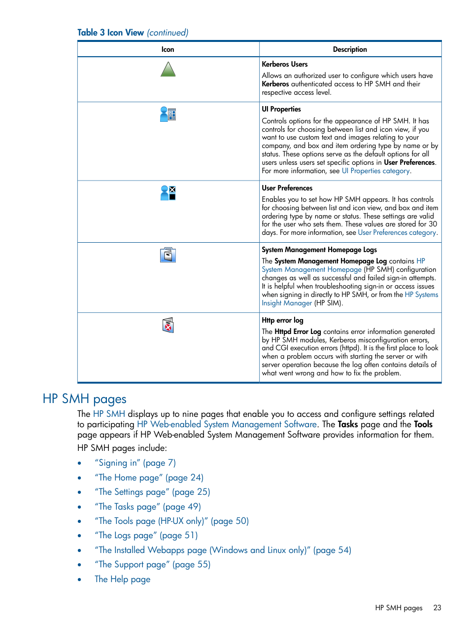 Hp smh pages | HP Serveur lame HP ProLiant BL680c G5 User Manual | Page 23 / 90